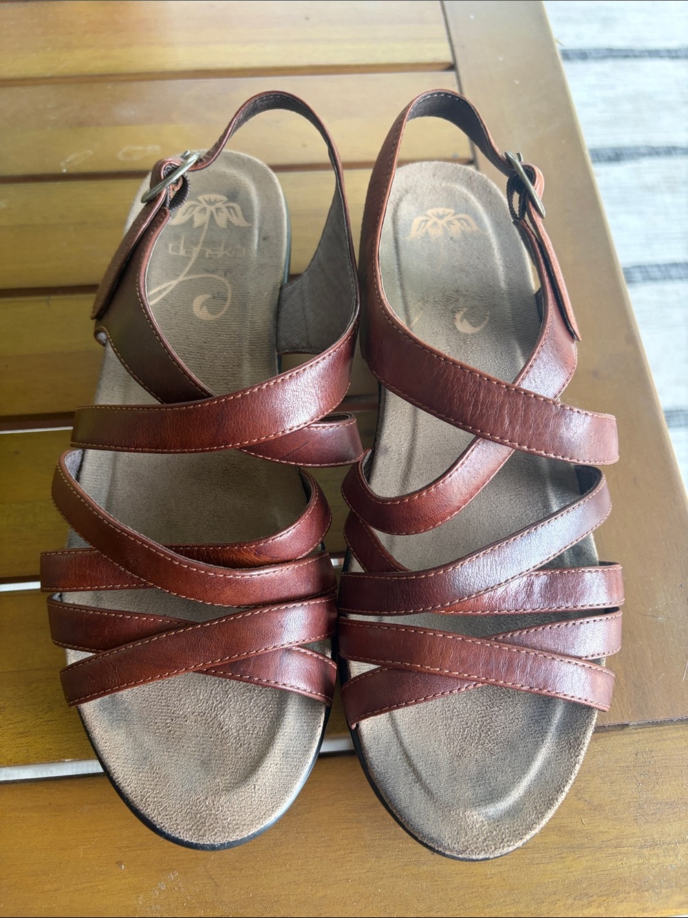 Dansko Women’s Brown Leather Multi-Strap Slingback Sandals US size 7.5 to 8